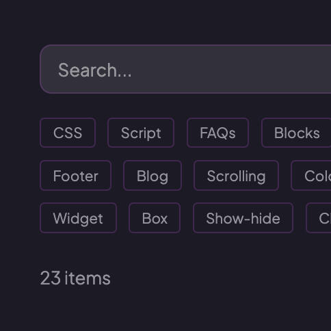 gallery search tags filter